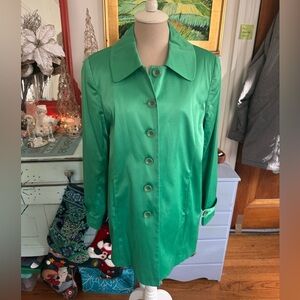 Harve Benard Kelly Green Satin Coat 14 VGUC Spring Weddings Fully Lined